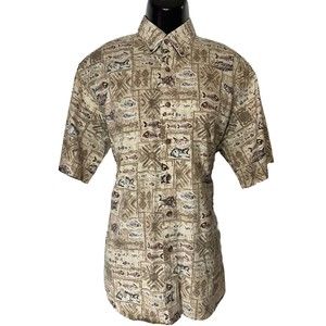 World Wide Sportsman Shirt Adult M bage fish bone geometric print Mens